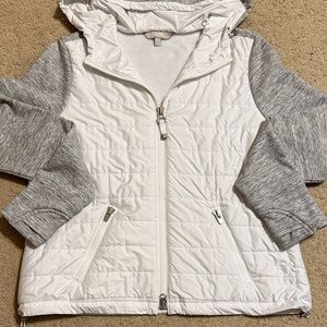 Athleta White and Gray Cozier Insulated Jacket